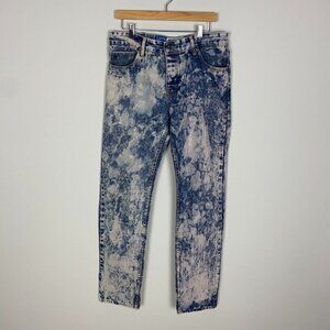 Born Fly Anytime Acid Wash Jeans Mens 34 Button Fly